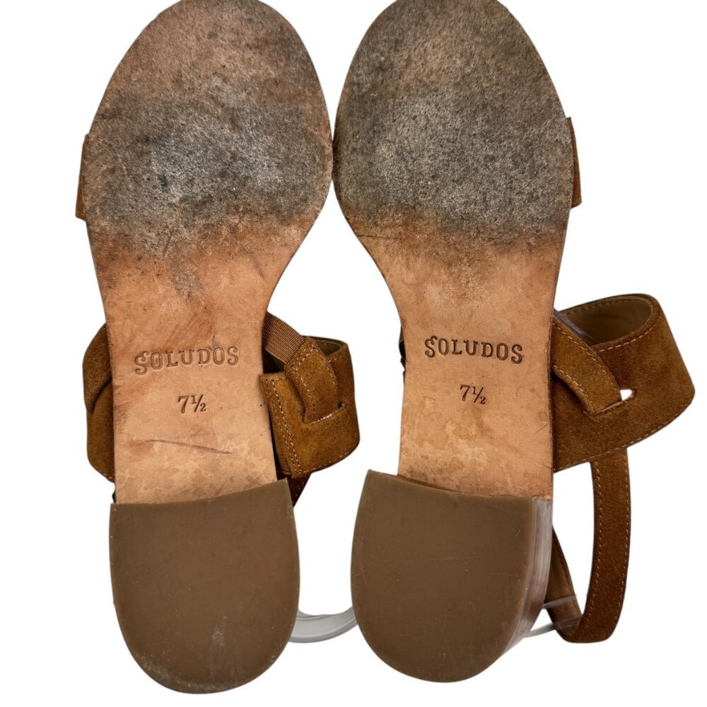 Soludos Farah Camel/Brown Suede Block Heel Strappy Sandal Women's Size 7.5 - Picture 9 of 10